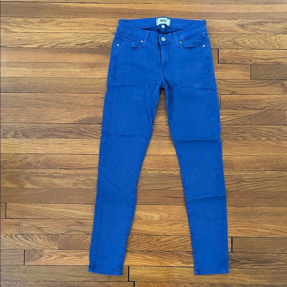 PAIGE Women's Royal Blue Skinny Jeans